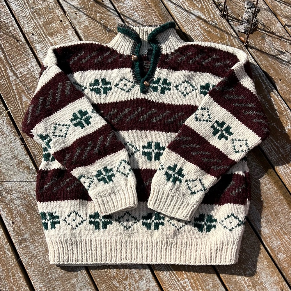 Chunky Hand Knit 100% Wool Sweater